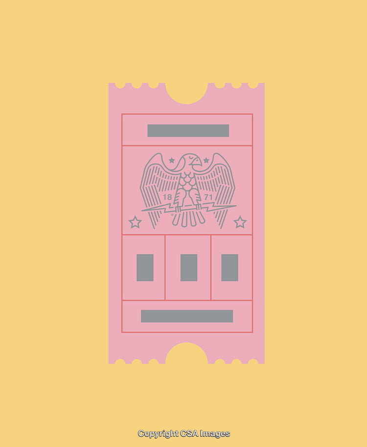 Pink Vintage Ticket Design Featuring an Eagle in Line Art Style