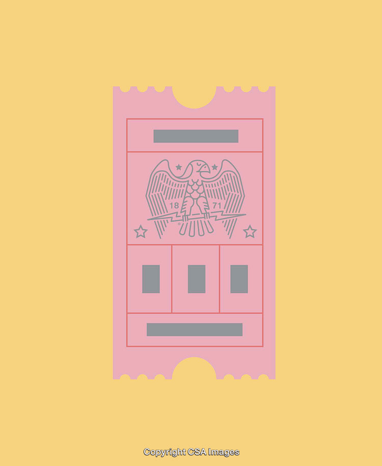 Pink Vintage Ticket Design Featuring an Eagle in Line Art Style