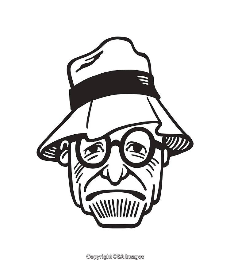 Stylized Line Art Illustration of a Man Wearing a Hat and Glasses