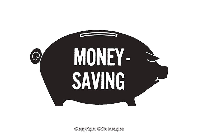 Black and White Piggy Bank Illustration Emphasizing Saving Money Concept