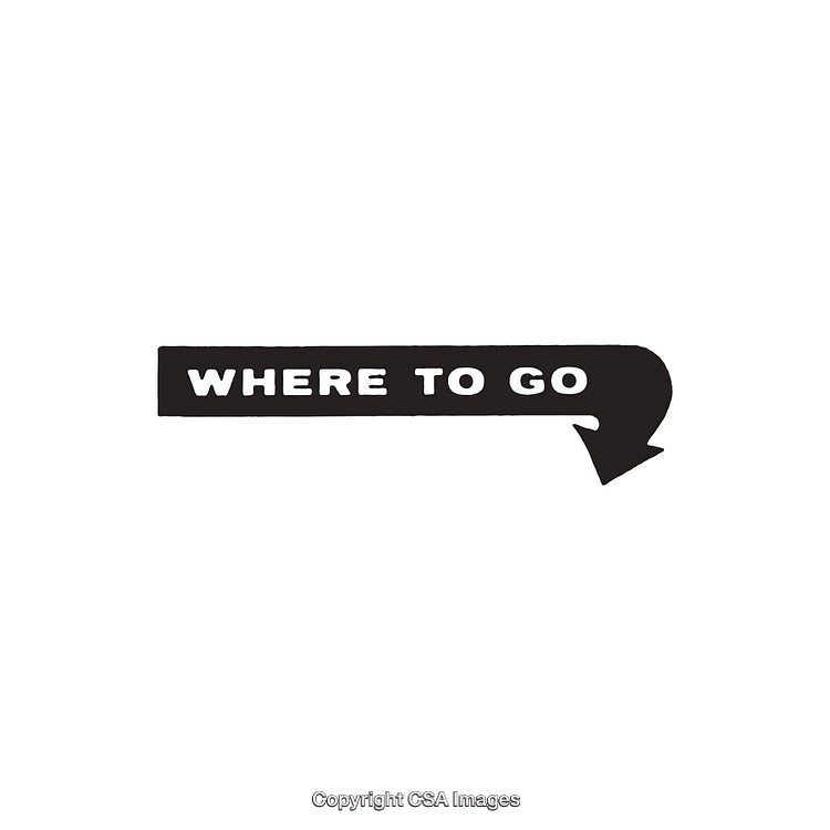 Black and White Design Featuring Text and a Curved Arrow Shape