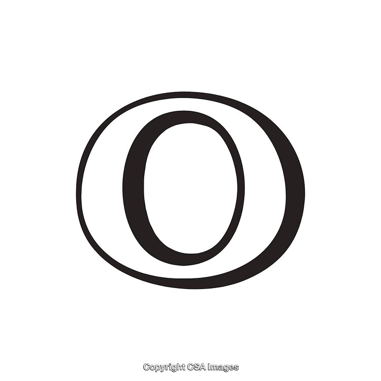 Black Stylized Letter O on a Clean White Background
