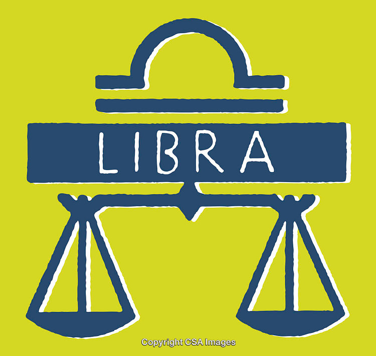 Libra Zodiac Sign Illustration with Balance Scale Symbol on Green Background