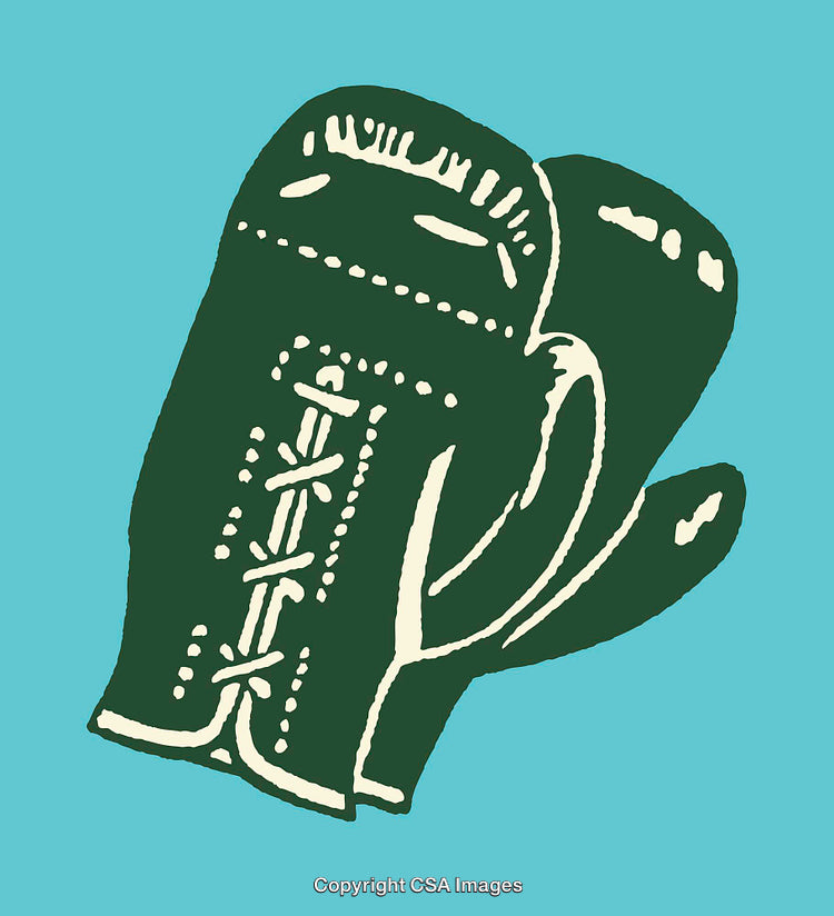 Illustration of Vintage Boxing Gloves in Minimalist Style on Pastel Background
