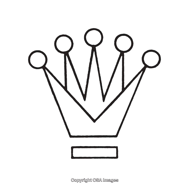 Minimalist Black and White Crown Icon Illustration in Abstract Style