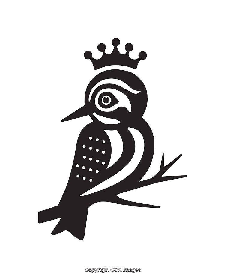 Black And White Line Art Illustration of a Royal Bird Design
