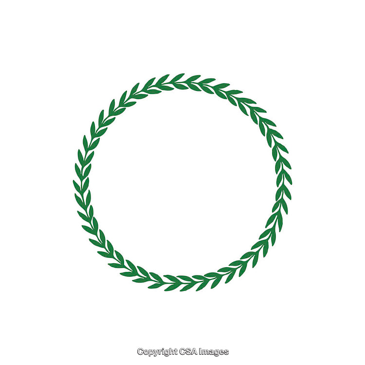 Elegant Green Laurel Wreath Circular Design on White Background