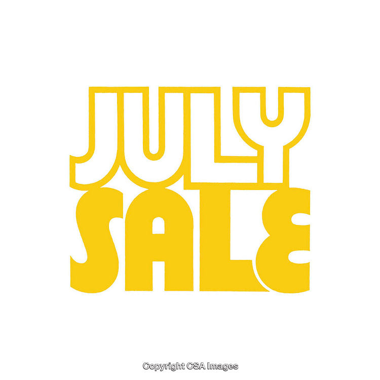 Bold Yellow Text Display Highlighting July Sale Promotion