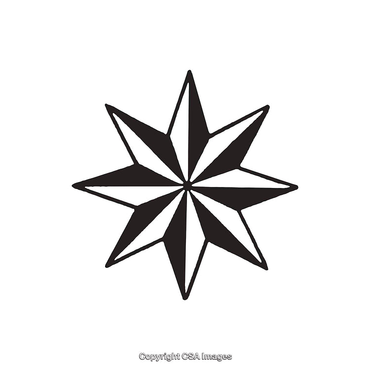 Black and White Eight-Pointed Star Illustration Symbolizing Simplicity and Design