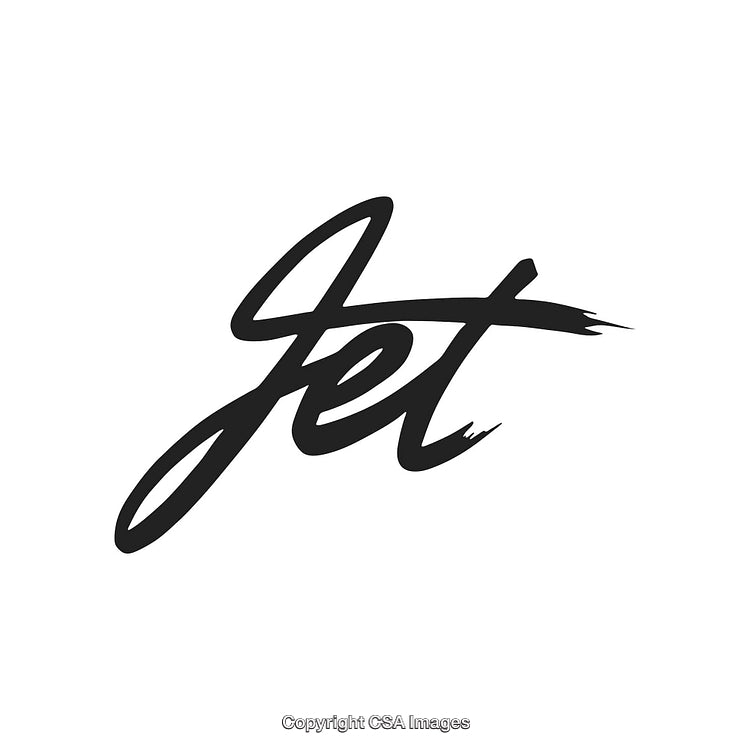 Stylish Black Calligraphy Featuring the Word Jet in Modern Script