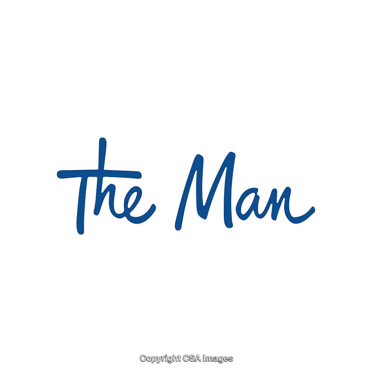 Simple Handwritten Text Saying 'The Man' on a White Background