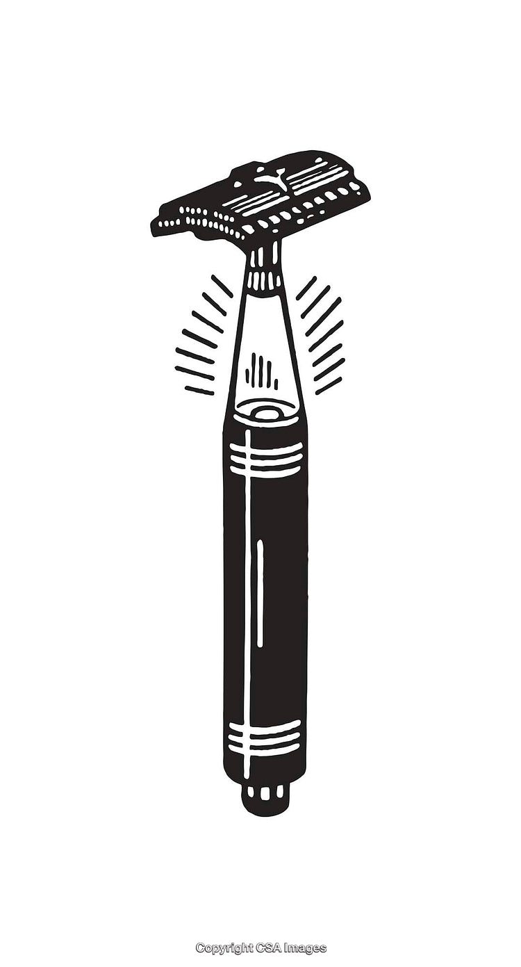 Illustration of a Manual Razor in Contemporary Black and White Artwork
