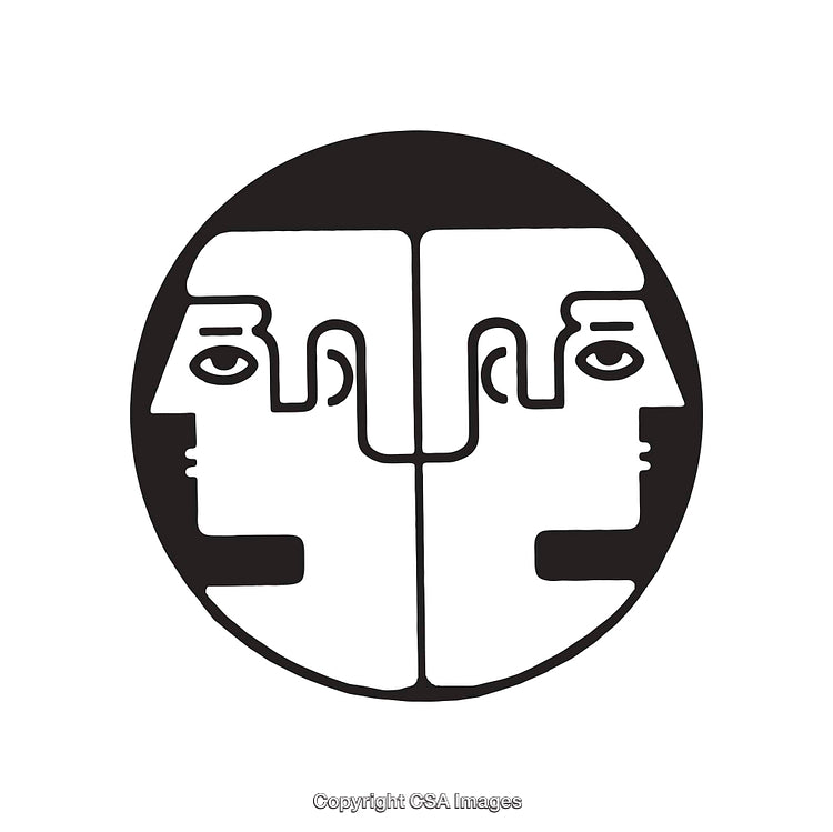 Abstract Black and White Line Art With Symmetrical Face Design