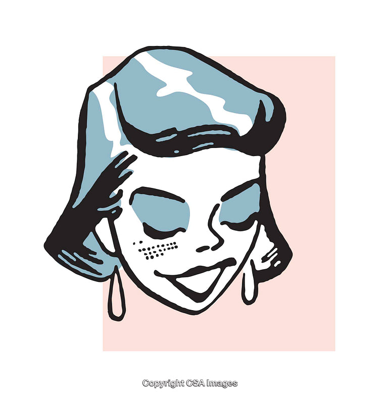 Stylized Retro Color Illustration of a Woman's Face with Earrings