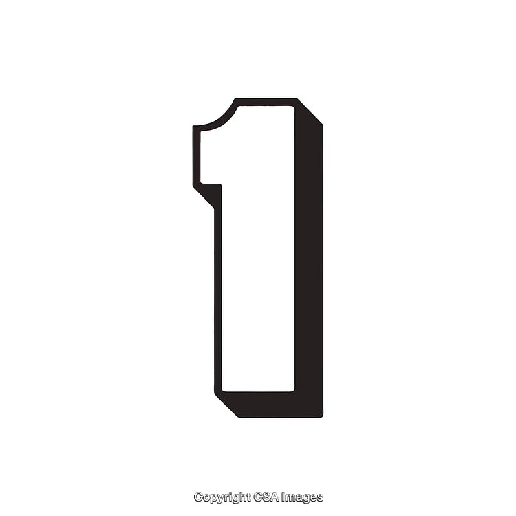 Stylized Depiction of the Number One with Bold Outline Design