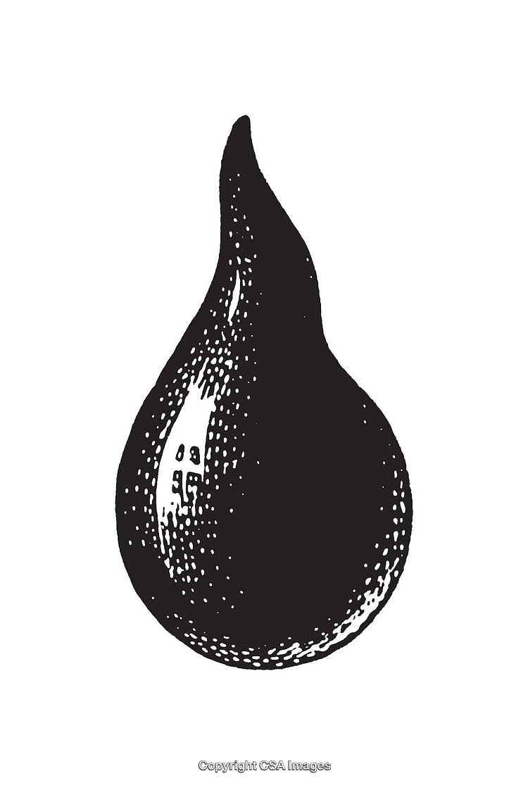 Vintage Black and White Line Art of a Stylized Teardrop Shape