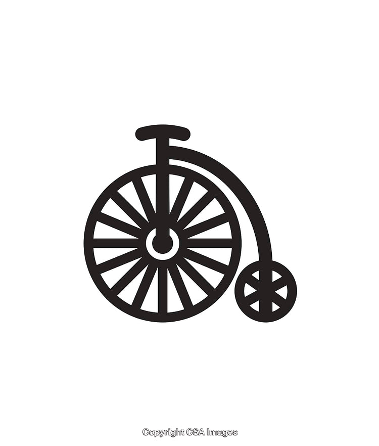 Black and White Icon of a Classic Penny-Farthing Bicycle