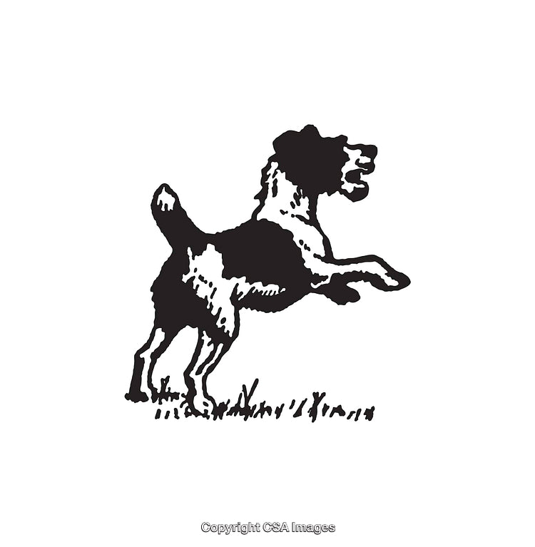 Black and White Illustration of a Leaping Dog in Motion