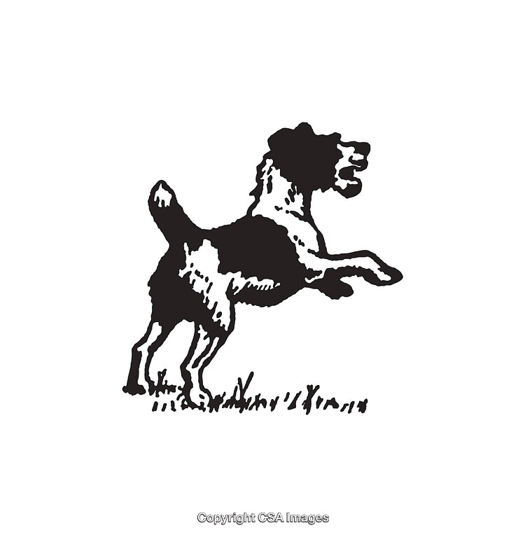 Black and White Illustration of a Leaping Dog in Motion