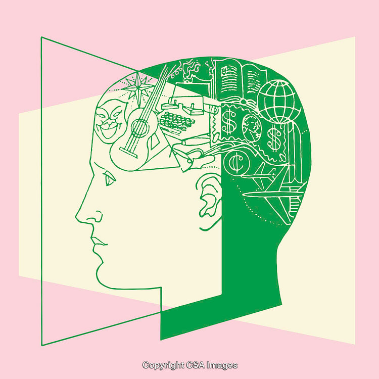Abstract Line Art Of Creative Human Mind With Various Thoughts