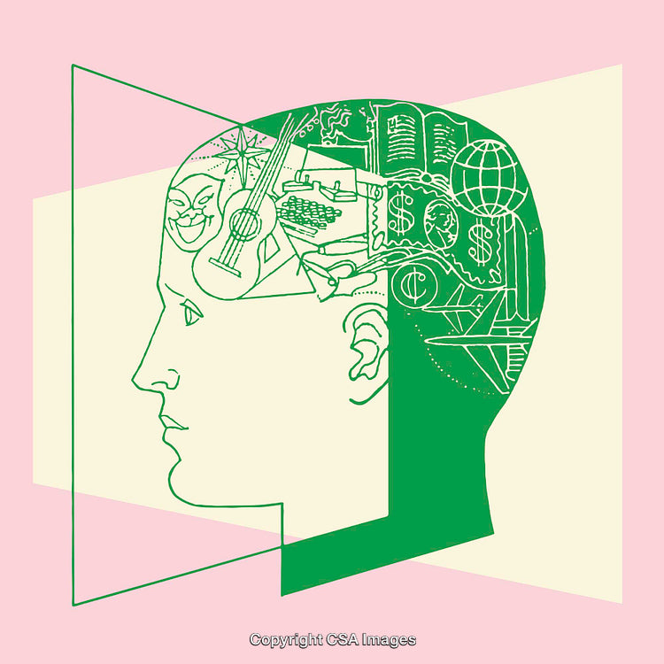 Abstract Line Art Of Creative Human Mind With Various Thoughts