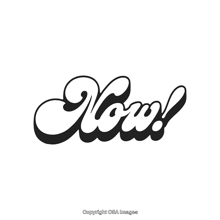 Retro Style Text Illustration Featuring the Word Now in Bold Letters