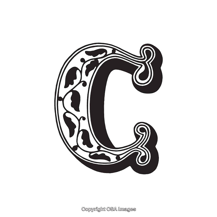 Intricate Decorative Alphabet Letter C With Ornamental Leaf Design