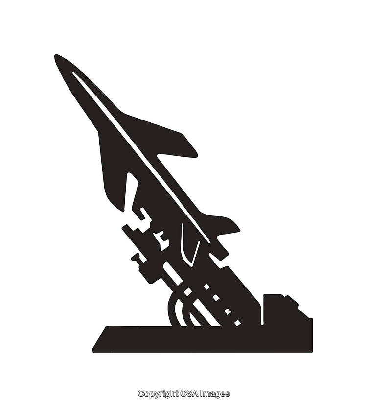Black and White Line Art of Jet Launcher in Silhouette