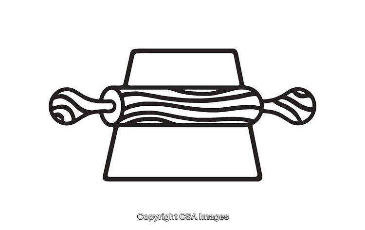 Black And White Line Art of Rolling Pin and Baking Utensil Design