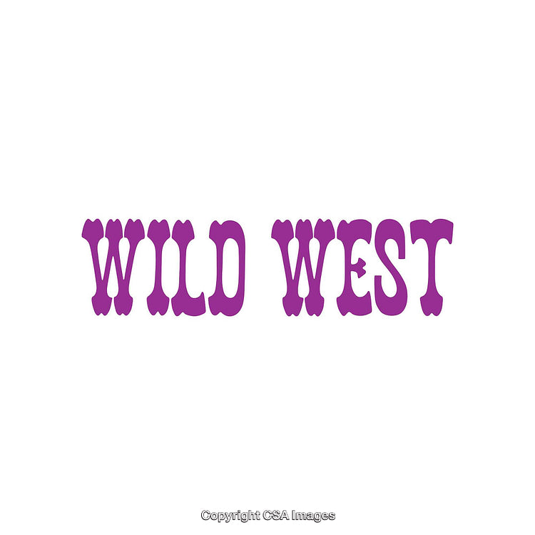 Purple Wild West Text on White Background