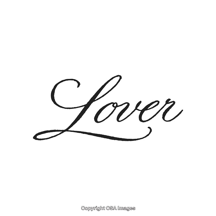 Elegant Script of the Word Lover in Minimalist Design on White