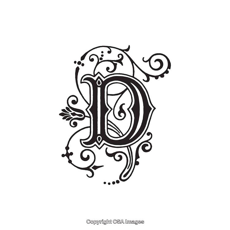 Elegant Ornamental Letter D Design With Intricate Swirls and Details
