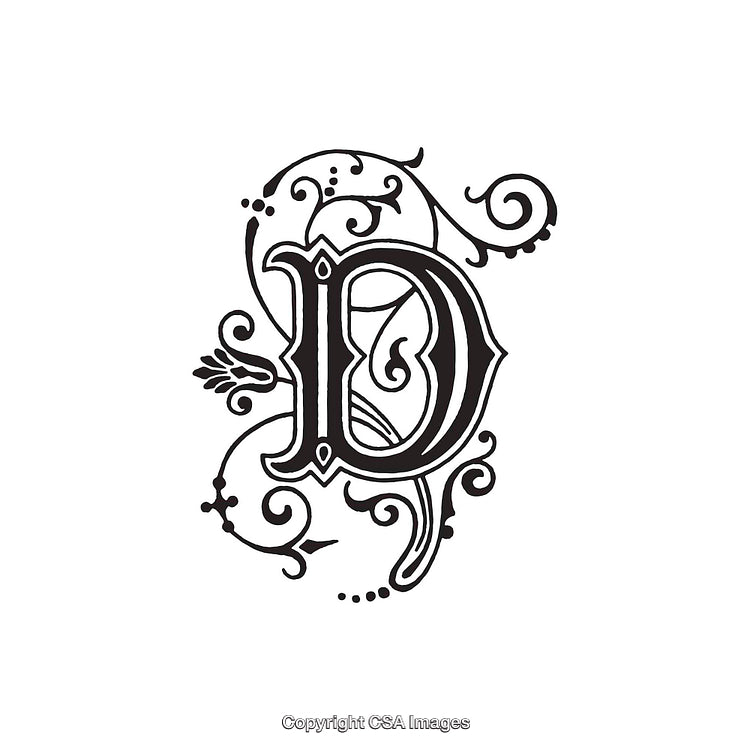 Elegant Ornamental Letter D Design With Intricate Swirls and Details