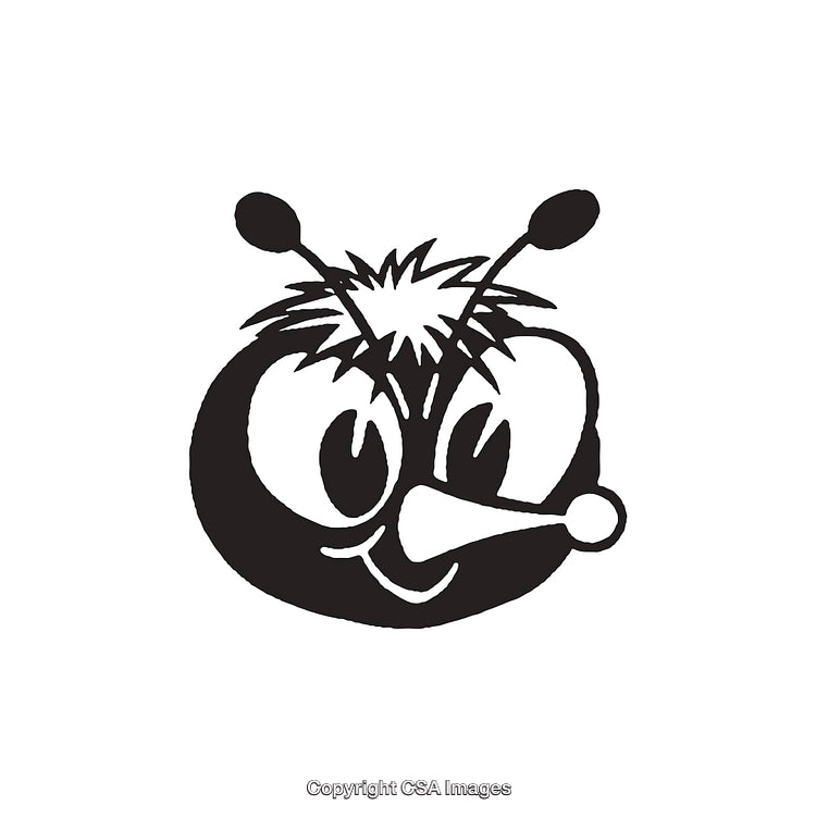 Cute Black and White Cartoon Insect with Playful Facial Expression