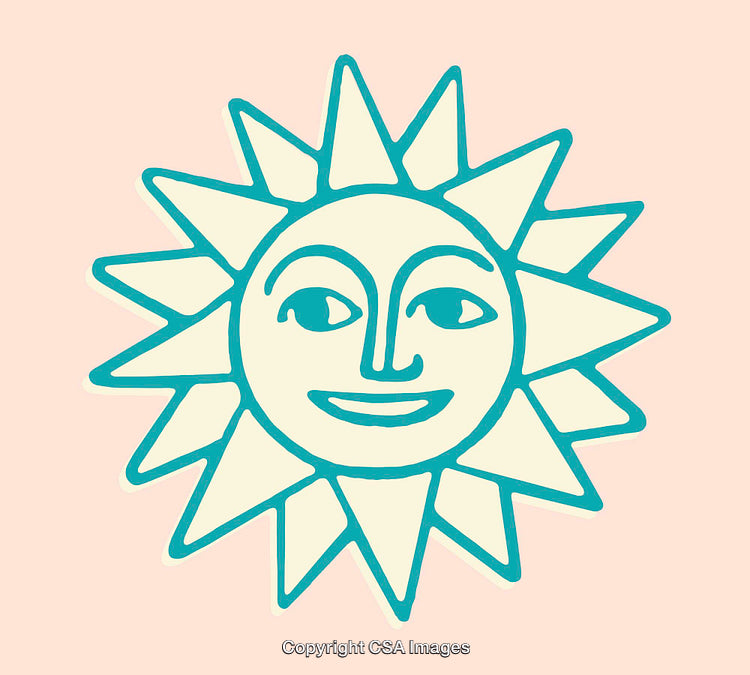 Colorful Line Art Illustration of a Smiling Sun With a Radiant Design