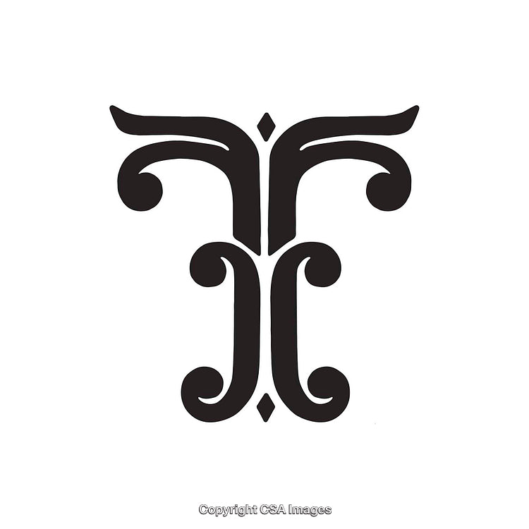 Elegant Monochrome Design Featuring Stylized Letter T With Ornamental Details