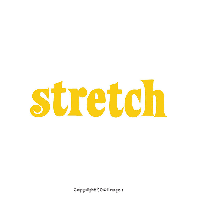 Bright Yellow Typography 'Stretch' Text on a White Background