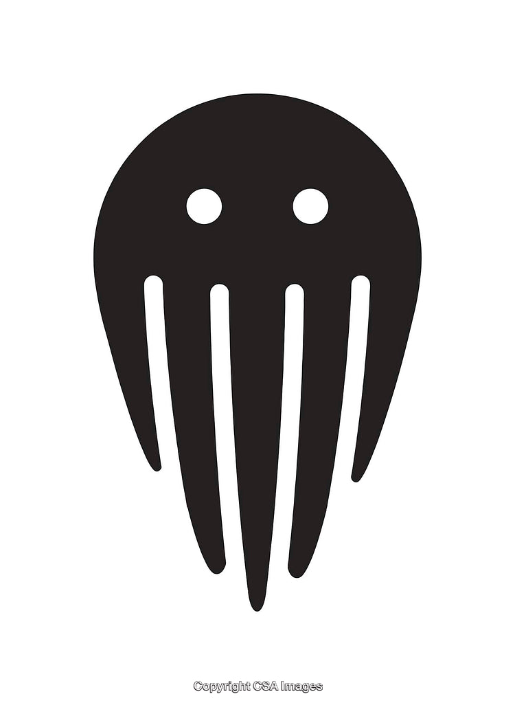 Black and White Icon Representing a Stylized Octopus