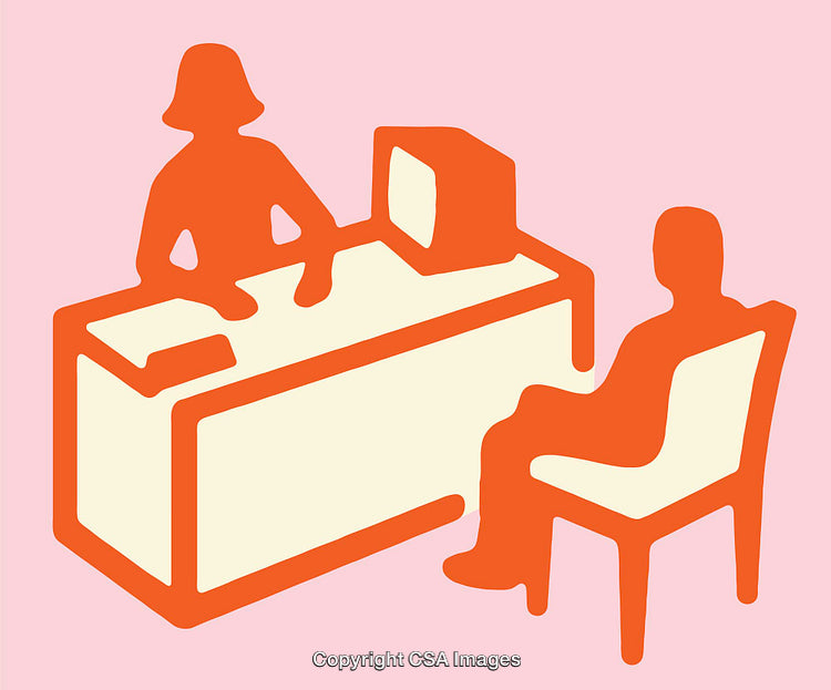 Illustration of a Business Meeting Scene With Desk and Individuals