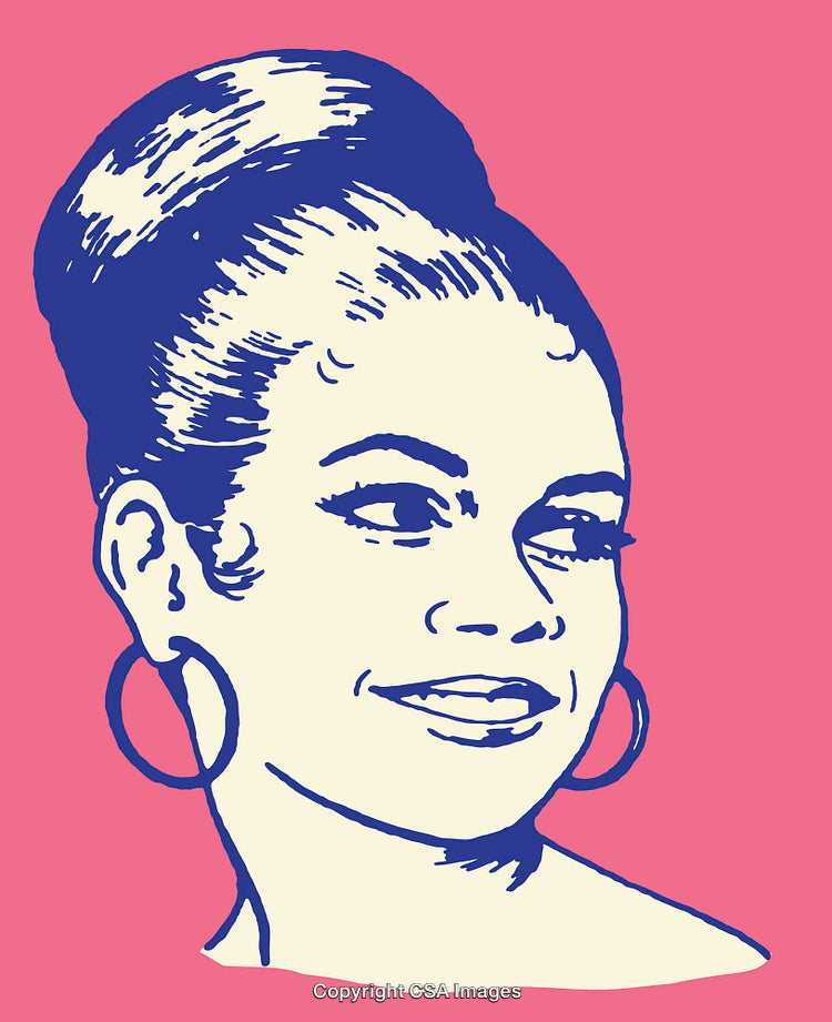 Pop Art Style Illustration of a Smiling Woman on Pink Background