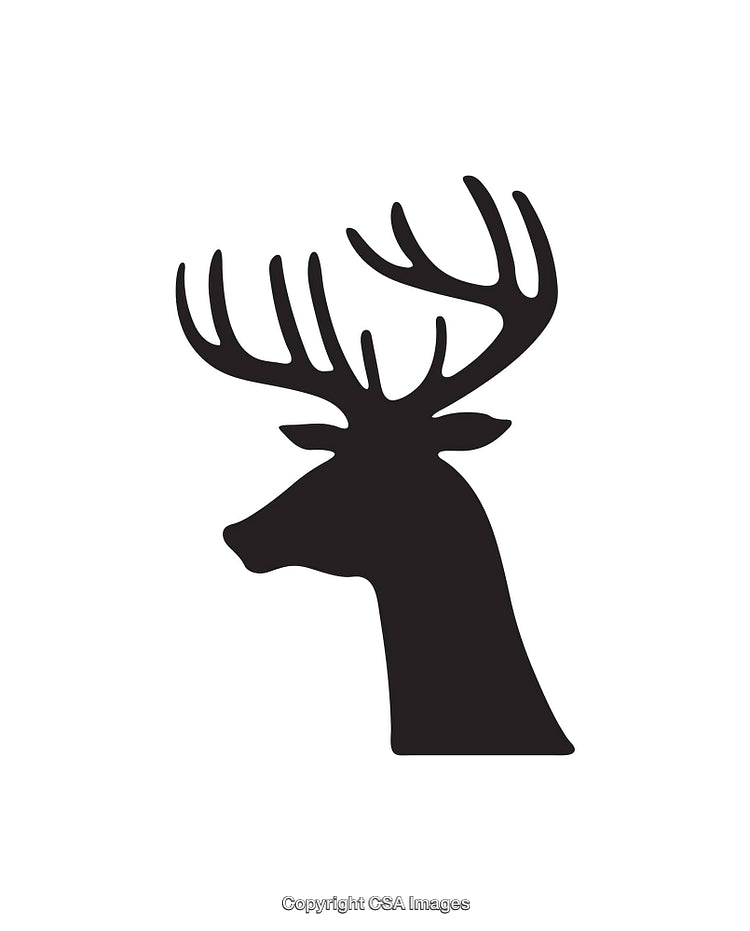 Silhouette of a Deer with Antlers in Black and White