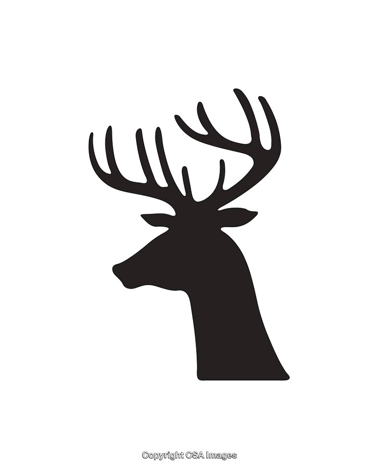 Silhouette of a Deer with Antlers in Black and White