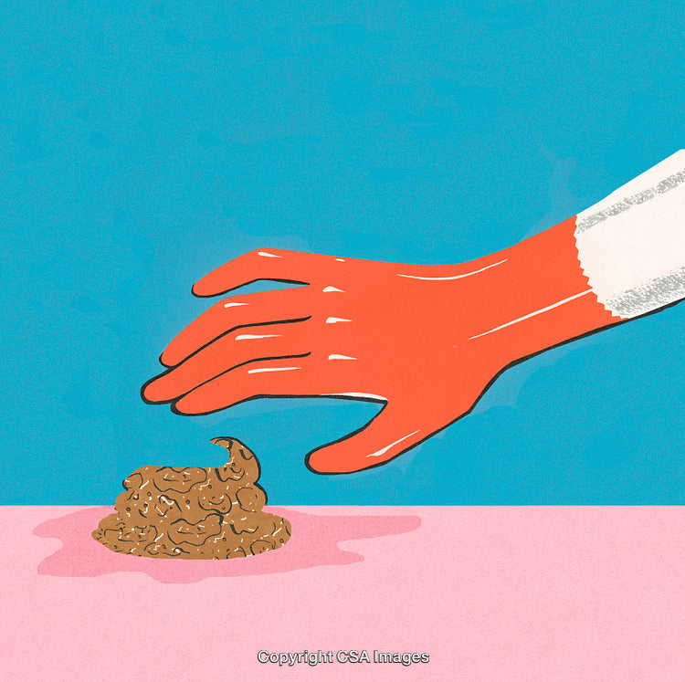 Illustration of Hand Approaching Small Object on Colorful Surface