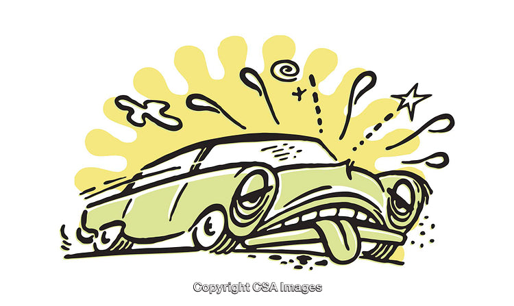 Colorful Cartoon Car Illustration with Unique Expressive Features