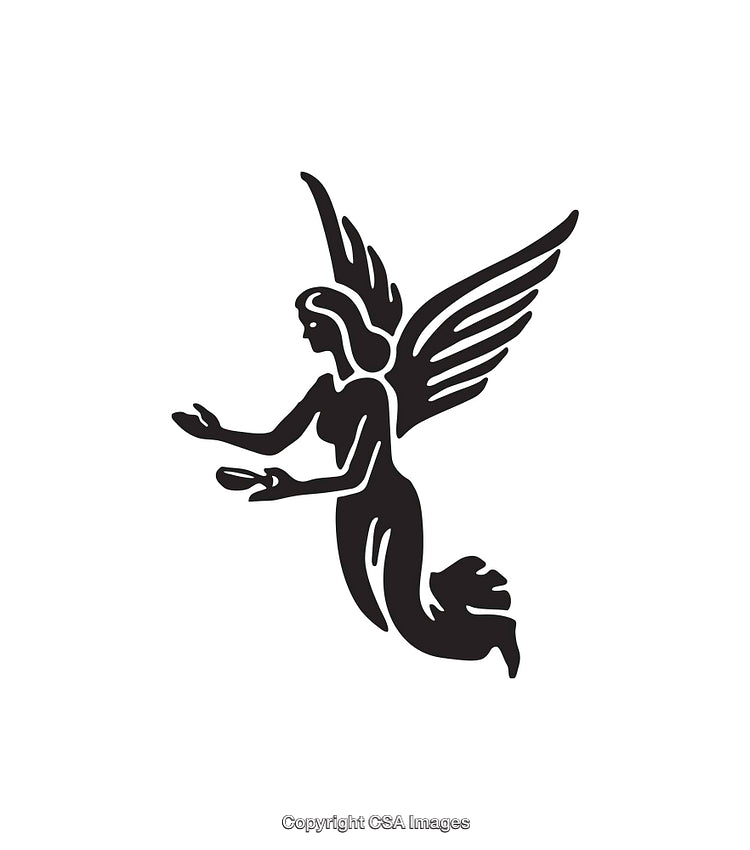 Elegant Black and White Angel Icon with Outstretched Hands