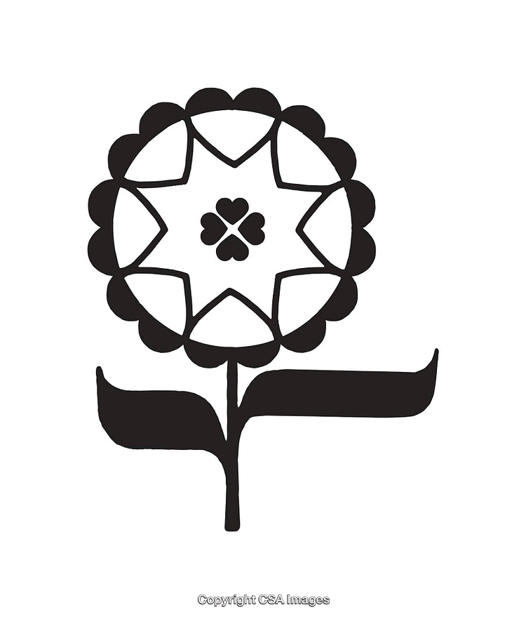 Black and White Icon of a Stylized Flower Design