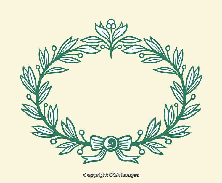 Elegant Laurel Wreath Illustration with Delicate Ribbon Accents
