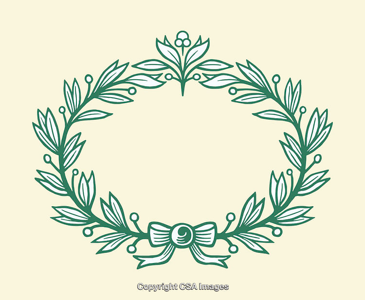 Elegant Laurel Wreath Illustration with Delicate Ribbon Accents