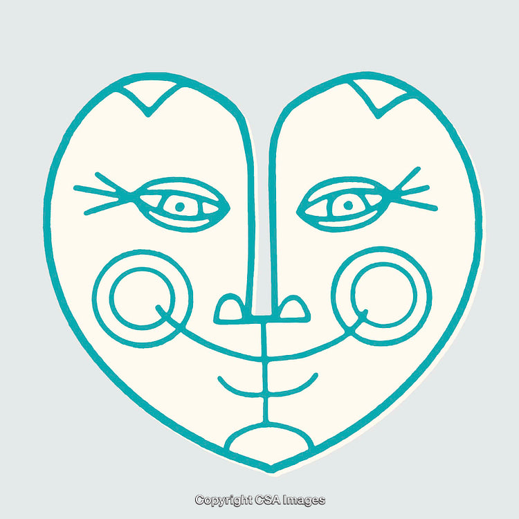 Abstract Heart Shaped Line Art Illustration with Dual Faces