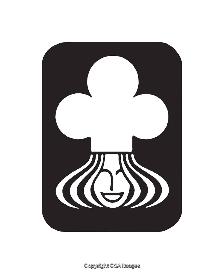 Black and White Icon of Chef Hat with Human Face